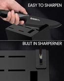 Astercook 15 Pieces Kitchen Knife Block Set with Sharpener, Black — 4
