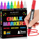 SILENART Liquid Chalk Markers for Blackboard - 8 Vibrant Colors - Window Markers for Car Glass Dry Erase Board Acrylic Calendar Board | Neon | 3mm Tip - 8 Pack — 1