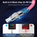 USB C to USB C Cable 10ft 240W 2-Pack USB 2.0, Type C Charging Cable for iPhone 15, Samsung Galaxy S23, MacBook Pro 2020, iPad Pro, iPad Air 4, Pixel and More. Black+Pink 3