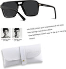 Retro Square Aviator Polarized Sunglasses Womens Mens Vintage Pilot Shades | Black | Polarized Black — 6