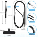 takyu Phone Lanyard, 2 Pack Adjustable Cell Phone Lanyard Crossbody Neck Strap & 2 Pack Phone Wrist Strap with 2 Pcs Tether Tabs Compatible for iPhone Android Smartphones-Black Grey photo 3