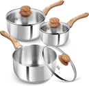 KOCH SYSTEME CS Stainless Steel Saucepan Set, 6 Piece Stainless Steel Pot 1QT & 2QT & 3QT with Heat-resistant… — 1
