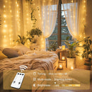 JMEXSUSS 300 LED Remote Control Curtain Lights, Plug in Fairy Curtain Lights Outdoor, Window Wall Hanging String Lights for Bedroom Indoor Dorm Backdrop Wedding Party Patio Christmas Decor, Warm White | *Warm White — 2