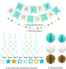 meowtastic Birthday Decorations Happy Birthday Banner with Honeycomb Balls | Mint | Star — 6