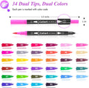 Caliart 24 Colors Pastel Acrylic Paint Set with 12 Brushes, 34 Double Tip Brush Pens Art Markers, Canvas Ceramic Rock Craft Painting Kit Art Supplies Gift for Artists Kids Beginners — 7