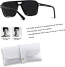 Retro Square Aviator Polarized Sunglasses Womens Mens Vintage Pilot Shades | Super Dark Black | Polarized Category 4 Lens — 7