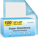 Wowflash 100 Count 22” x 22” Super Absorbency Disposable Underpads