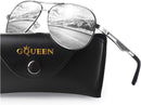 GQUEEN Classic Pilot Polarized Sunglasses Men Women Retro Shades UV400 MOS1 | A Silver Frame/Silver Mirrored Lens | Model A — 1