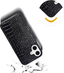 Compatible with iPhone 16 Pro Max Case for Women, Crocodile Synthetic Patent Leather Cover, Classic Fashion for iPhone16 Pro Max 2024 6.9 Inch - Black — 7