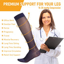 BSERA 2 Pairs Sheer Compression Socks for Women 15-20 mmHg Knee High | Navy | Large — 6
