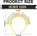 KICOSY Birthday Baddie Sash and Headband Set with Gold Glittery Cake Topper — 2