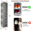 Large-Sized Hanging Shoe Organizer 8-Shelf, Hanging Closet Organizer with 8 Side Pockets, Wider Hanging Shelves for Storage Shoes Clothes 9" W × 11.8" D× 48" H, Grey — 3