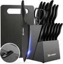 17-Piece Black German Steel Kitchen Knife Block Set — 1