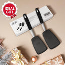Unicook 2-Piece Silicone Spatula Turner Set for Everyday Cooking, Black — 7