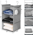 MAX Houser 3 Tier Shelf Hanging Closet Organizer, Space Saver,Closet Hanging Shelf with 2 Sturdy Hooks for Storage, Foldable (Grey) — 3