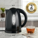 OVENTE 1.7L Electric Kettle with 1100W Fast Boiling Water, Black KP72B
