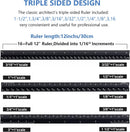Architectural Scale Ruler with Straight Ruler, Imperial Measurements 12'' | Black-A&S — 2