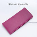 Bveyzi Ultra Slim Thin Leather RFID Blocking Credit Card Holder Bifold Clutch Wallets for Women - Hot Pink - Leather — 2