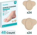 Promifun Bunion Pain Relief Pads to Wear with Shoes - 48 ct Bunion Cushion - Moleskin Protect Feet for Men and Women - Water-Resistant Self-Stick Adhesive (Multi-Size) | 48 Count ( Multi-size) | Beige — 7