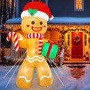 Christmas Inflatable Gingerbread Man, Blow Up Holiday Party Decor with Build-in LED Lights, Waterproof Inflatable Christmas Decorations for Outdoor Roof Yard Lawn Garden Indoor (Brown, 8FT) — 1
