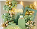 MEBAY Sage Green White Gold Balloon Garland Arch Kit, 146Pcs Latex Balloons Different Sizes 18 12 10 5 Inch for Birthday Baby Shower Gender Reveal Wedding Party Decoration | 146-green-white-gold — 7