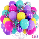Pink Blue Purple Balloon, 68 Pcs 12 Inches Hot Pink Metallic Purple Teal Yellow Balloons Confetti Balloons for Kids Magic Theme Birthday Decoration Baby Shower Engagement Party Supplies — 1