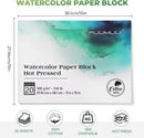 Fuumuui Watercolor Paper Block 11x15 Inch, Smooth Surface 100% Cotton Watercolor Paper, 20 Sheets, 140lb/300gsm, Hot Press, Acid-Free, Art Paper for Painting & Drawing, Wet, Mixed Media | Green Hot Press | 11“×15” — 5