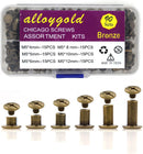 Bronze Chicago Screws Leather Kit, 90 Sets, 6 Sizes (M5 X 4-12) | M5*4.5.6.8.10.12mm — 1