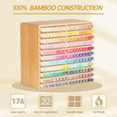 walowalo Markers Organizer Hold 176 Markers Birthday Gifts Bamboo Pen Holder Art Supply Pencil Alcohol Storage Organizer 22 Compartments All-in-One Marker Storage for Home Office Desk Classroom — 5