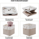MidmmVick 11 x 11 Inch Cube Storage Bins, 6 Pack Large Collapsible Fabric Storage Bin with Ropes, Foldable Storage Cubes for Home, Office,Closet, Clothes, Toys Organizer (White & Beige-11"x11"x11") — 4