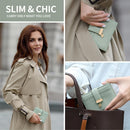 Pomelo Best Small Wallet Women RFID Blocking Bifold Soft Leather Card Holder with ID Window Zipper Coin Pocket Wallets for Women Green — 3