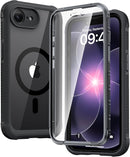 Diaclara Magnetic for iPhone 17e Case & iPhone 16e Case 6.1" Full Body Bumper,[Compatible with MagSafe] Military Drop Proof Cover with Built-in Screen Protector,Magnetic Black — 1