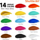 Shuttle Art Acrylic Paint, 15 Pack Acrylic Paint Large Bottle Set, 473ml/16oz Each, 14 Unique Colors and 1 More White, High Viscosity Art Paint for Artists, Beginner & Kids on Rocks Canvas WoodCeramic | 14+1 Colors | 16 Fl Oz (Pack of 15) — 3