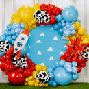 ALL-IN-1 Toy themed Balloons Arch Kit for It's A Boy Story Baby Shower Decorations – Boy Balloon Garland Kit with Cloud & Cow printed Balloons for First Toys Birthday Party Supplies | Red, Yellow, Light Blue, Cow, Cloud — 5