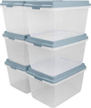 Hefty HI-RISE Stackable Storage Bins - Under Bed Storage Containers with Lids, Shoe Organizer, Plastic Storage Bins, Clear Shoe Boxes with XL Lid-Locking Latches, Durable Double Rim - 72qt (6 Pack) — 1