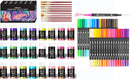 Caliart 24 Colors Iridescent Acrylic Paint with 12 Brushes, 34 Double Tip Brush Pens Art Markers, Canvas Ceramic Rock Craft Painting Kit Art Supplies Gift for Artists Kids Beginners — 1
