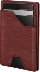 typecase Leather Wallet for Men Card Holder: Premium Genuine Leather, RFID Blocking, Slim, Minimalist, Front Pocket - 15 Cards Capacity | ID Window | Money Clip (Brown)
