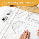 7Pcs Geometry Set-Clear Plastic Rulers,Triangle Ruler,Protractor,Compass — 5