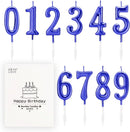 Beanlieve Blue Numeral Birthday Candles - Cake Numeric Candles Number 0 1 2 3 4 5 6 7 8 9, Used for Cake Decoration on Birthday Parties and Wedding Anniversary Celebrations(10 Pieces) — 1