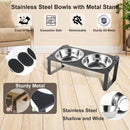2 Set Elevated Cat Food Water Bowls, 4 Stainless Steel Bowls for Indoor Pet with Cute Metal Stand, 10° Tilted Anti-Vomiting Wide Shallow Raised Cat Dishes Whisker Friendly for Multiple Kitten,Puppy — 4