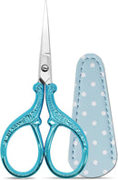 Embroidery Scissors 3.6 inch Crafting Scissors with Leather Cover | Light Blue — 1