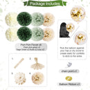 Sage Green Birthday Decorations Olive Green Happy Birthday Party Decorations Nude Retro Gold Balloon Banner Paper Pom Poms Greenery Neutral Rustic Décor Supplies Baby Girls Women — 3