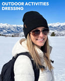3 Pack Beanie for Men Women, Winter Double Layer Warm Hat Skull Cap - Black+camel+purple — 3