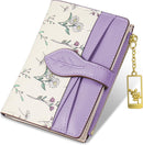Wallets for Women- RFID Blocking- Soft PU Leather Bifold Coin Zipper Pocket Purse-Small flower wallet Credit Card Holder with ID Window (Green)