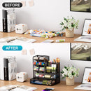 Marbrasse Mesh Pen Holder for Desk, Multi-Functional Pencil Organizer with Drawer, Desk Organizers and Accessories for Office Art Supplies (Black) — 3