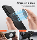 SURITCH for Samsung Galaxy S25 FE Phone Case, Magnetic Protective Cover with Camera Cover & Adjustable Metal Kickstand for Galaxy S25 FE (2025)-Black — 3