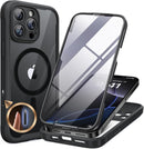 Miracase Magnetic for iPhone 16 Pro Case Full-Body Phone with Built-in Glass Screen Protector, [Compatible with MagSafe] Military Drop Proof 16 Pro Cover Bumper 6.3 inch, Black — 1