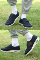 Men's Diabetic Shoes Large Size Plus Fertilizer Widening Shoes Adjustable Foot Swelling Shoes Non-Slip Double Insole Air Cushion Bottom Walking Shoes - Blue — 7