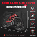 Zettum Bike Cover for 2 Bikes - 600D Bike Covers Outdoor Storage Waterproof & Heavy Duty, Bicycle Cover for 2 eBike, Mountain Bike, Road Bike, Hybrid Bike, Beach Cruiser Bike, Scooter and More — 2