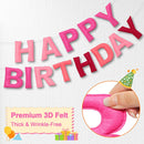 Pre-Strung Felt Happy Birthday Banner Pink Garland Set | Ombre Pink — 3